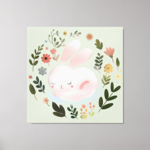 Arte de guirnalda floral de conejito de primavera