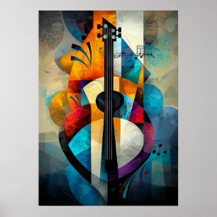 Arte de Guitarra Abstracto - Diseño de Música Geom