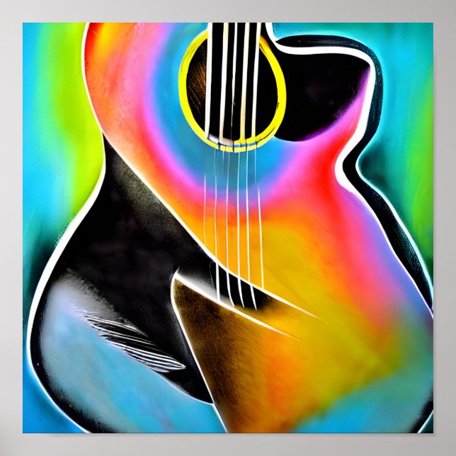Arte de guitarra abstracto vibrante (Frente)