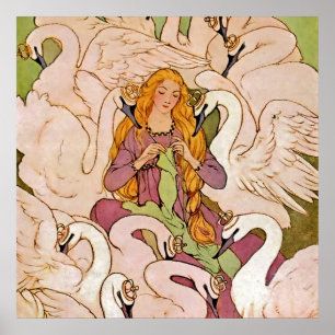 Arte de hadas “Cisnes salvajes” por Elenore Abbott
