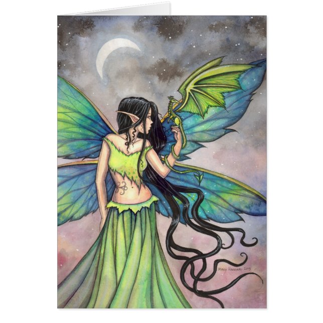 Arte de Hadas de Fantasía del Dragón Esmeralda (Frente)