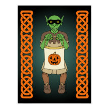 Arte de Halloween de Goblin Trick o Treating
