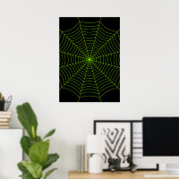 Arte de Halloween de telaraña de araña verde neón 