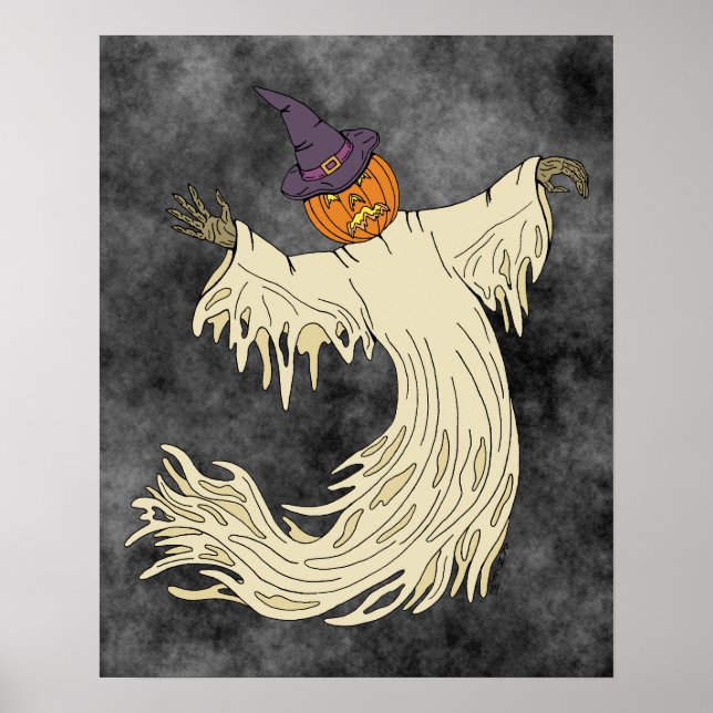 Arte de Halloween del Fantasma con Cabeza de Calab (Frente)