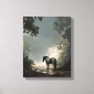 Arte de haz de luz de caballo del bosque encantado