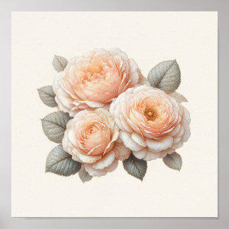 Arte de hermosas rosas melocotón