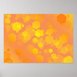 Arte de Hexágono Abstracto - Tonos Amarillos y Nar