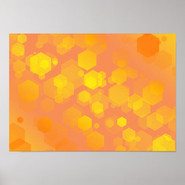 Arte de Hexágono Abstracto - Tonos Amarillos y Nar (Frente)