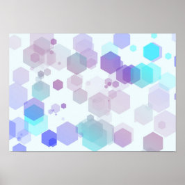 Arte de Hexágono Abstracto - Tonos Púrpura y Azul