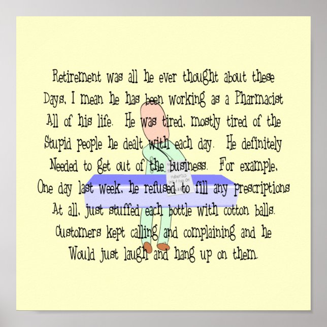 Arte de historia "Farmacéutico soñando con la jubi (Frente)