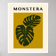 Arte de hojas de Monstera minimalista en amarillo