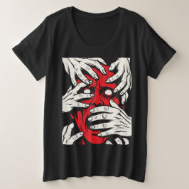 Arte de Horror de Demonio Rojo con Manos Cubriendo