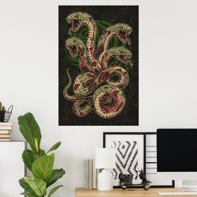 Arte de Horror de Serpiente Verde Mítica (Oficina en casa)