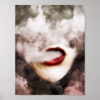 Arte de humo para mujeres de labios rojos