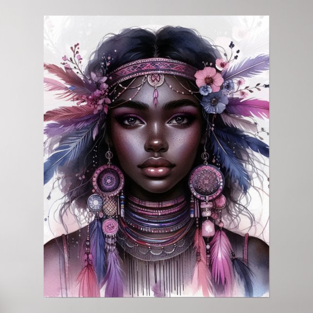 Arte de IA de Chica Boho Moda Bohemia (Frente)