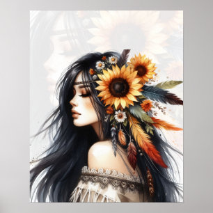 Arte de IA de Chica Boho Moda Bohemia
