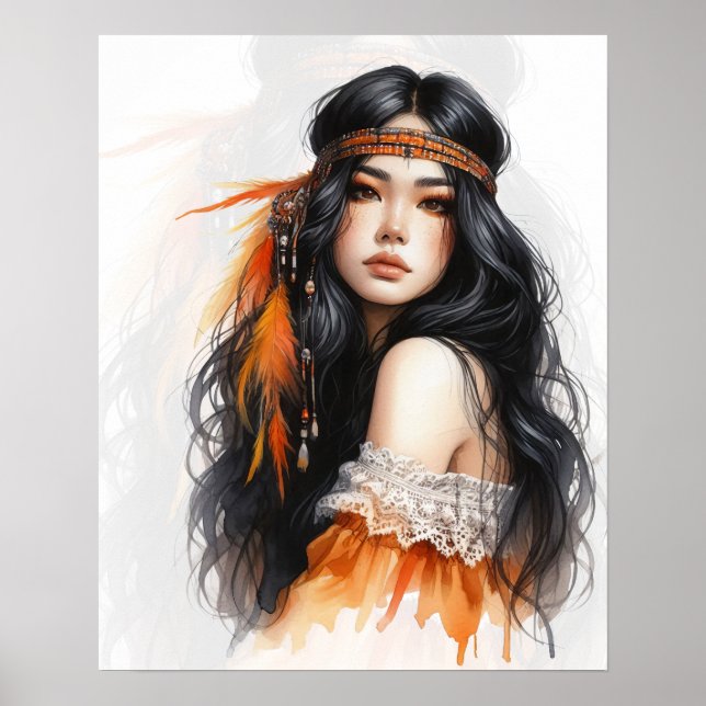 Arte de IA de Chica Boho Moda Bohemia (Frente)