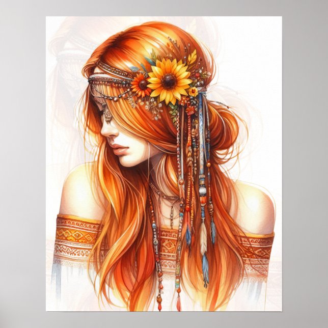 Arte de IA de Chica Boho Moda Bohemia (Frente)