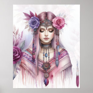 Arte de IA de Chica Boho Moda Bohemia