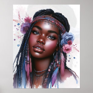 Arte de IA de Chica Boho Moda Bohemiana