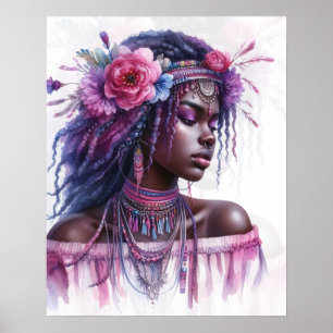 Arte de IA de Chica Boho Moda Bohemiana