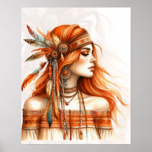 Arte de IA de Chica Boho Moda Bohemiana