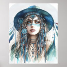 Arte de IA de Chica Boho Moda Bohemiana
