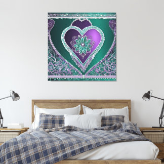 Arte de IA de corazón de mandala con joyas azules