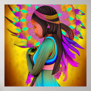 Arte de IA de niña nativa americana