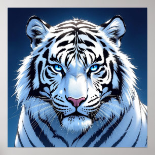 Arte de IA de Tigre Blanco de ojos azules