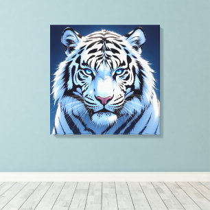 Arte de IA de Tigre Blanco de ojos azules