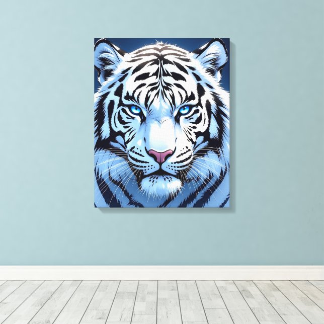 Arte de IA de Tigre Blanco de ojos azules (Insitu (piso de madera))