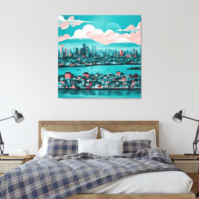 Arte de IA en la ciudad turquesa (Insitu(Dormitorio))