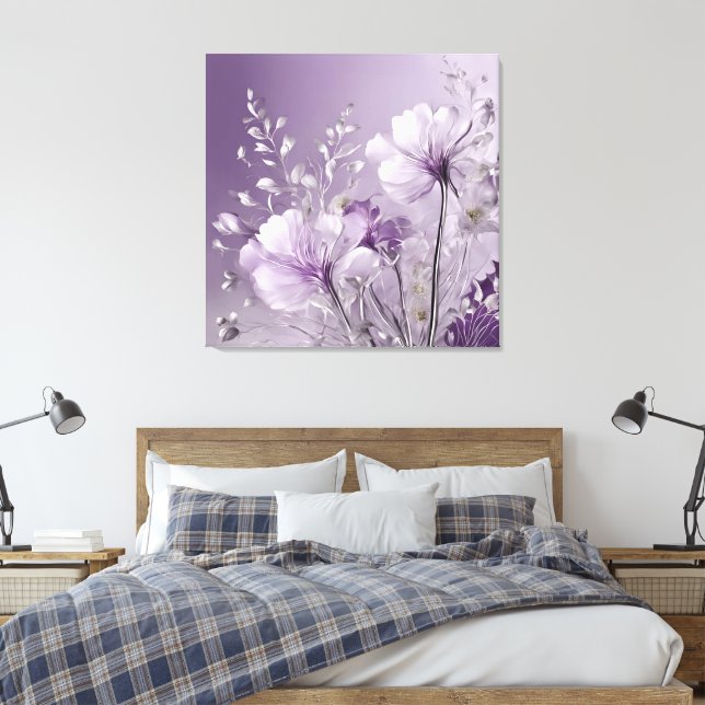 Arte de IA floral de White & Purple Silver (Insitu(Dormitorio))