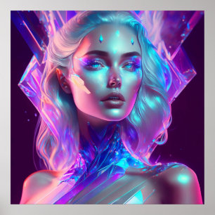 Arte de IA impresionante, mujer de vidrio helado y