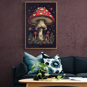 Arte de IA Retro Mushroom de los años 70 Vintage