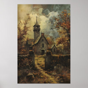 Arte de Iglesia Gótica de Piedra Rústica, Otoño Vi