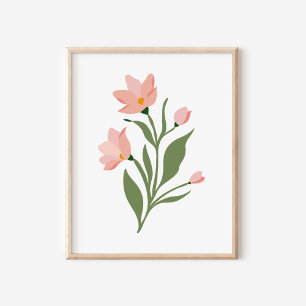 Arte de Ilustración de Flores Silvestres Rosadas M
