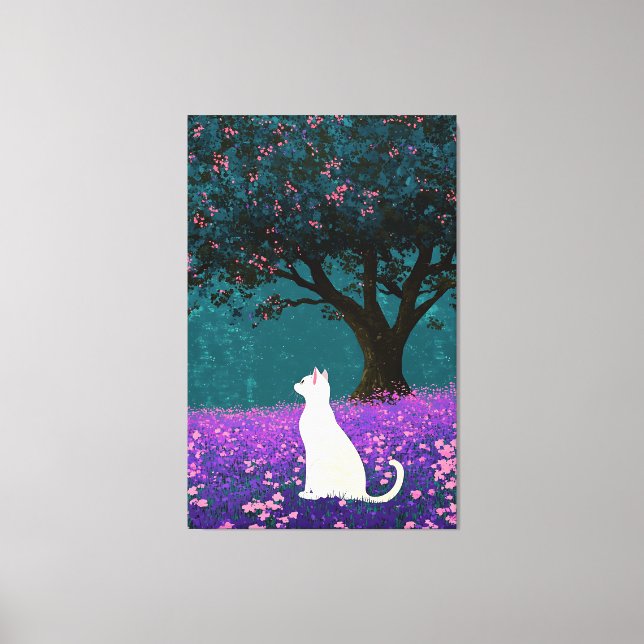 Arte de Ilustracion de gato blanco bajo roble (Anverso)