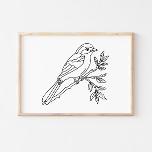 Arte de Ilustración de Pájaro Dibujado a Mano