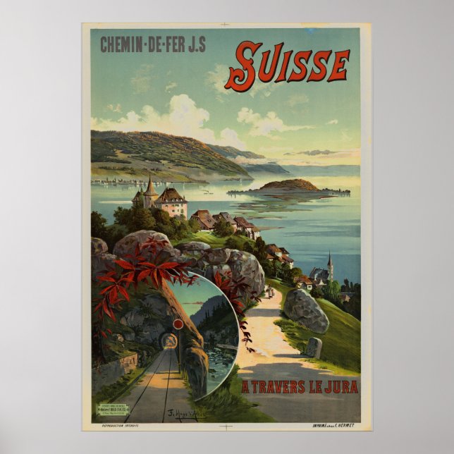 Arte de Ilustracion de viajes en Suiza (Frente)