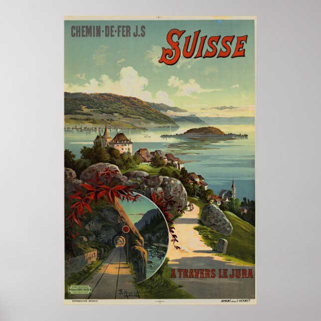 Arte de Ilustracion de viajes en Suiza (Frente)