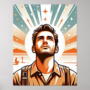 arte de ilustración en color de hombre mirando al 