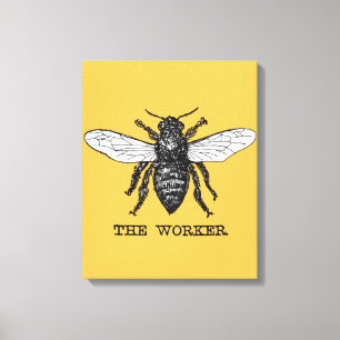 Arte de ilustración vintage de abeja trabajadora
