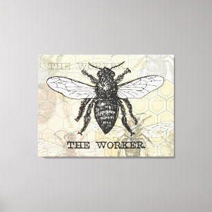 Arte de ilustración vintage de abeja trabajadora