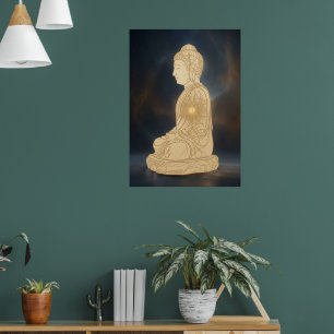 Arte de Impresión Buda Dorado Meditando Glo Espi