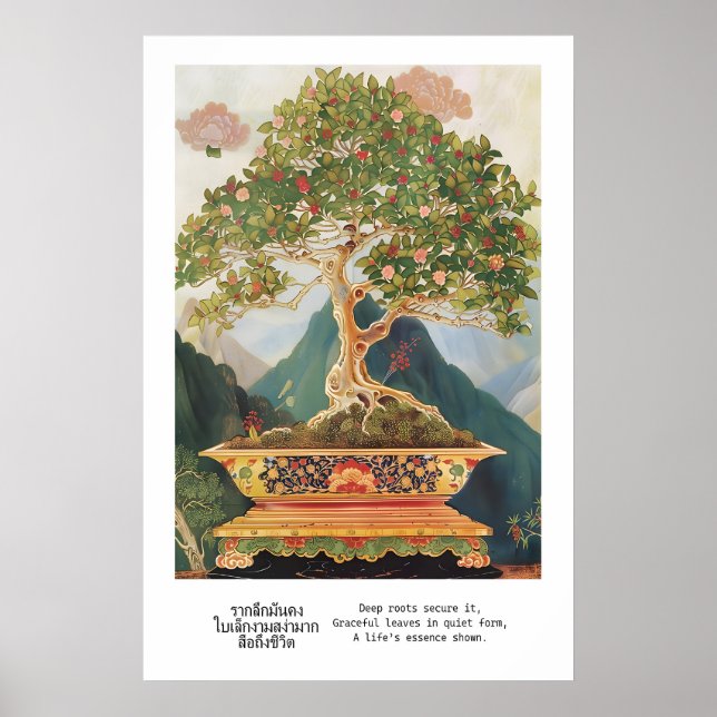 Arte de impresión de árbol bonsái tailandés tradic (Frente)