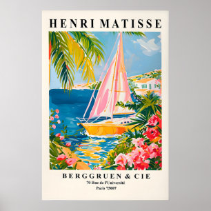 Arte de impresión de barco a vela estilo Matisse, 