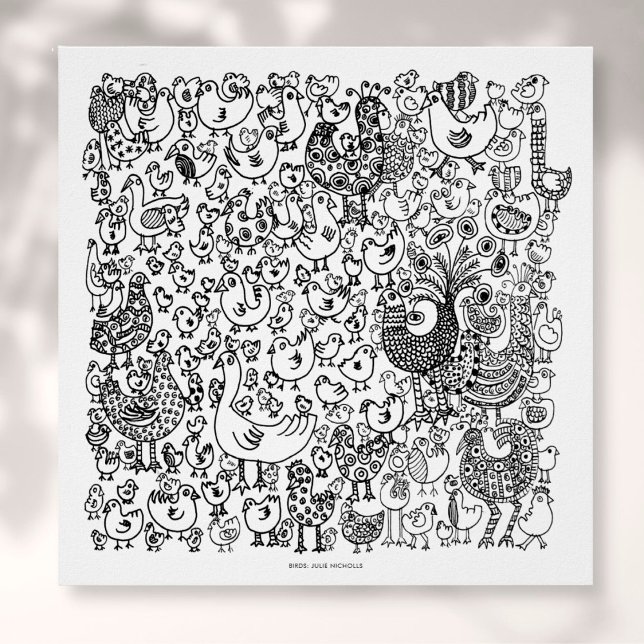 Arte de impresión de dibujo de pájaros en blanco y (Subido por el creador)
