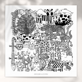 Arte de impresión de dibujo en blanco y negro de a